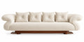 Soffa med böljande armstöd och lösa kuddar – beige/brun