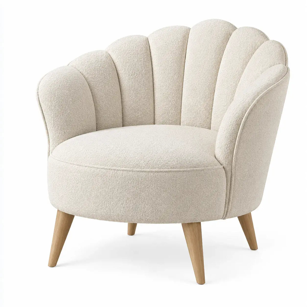 Fåtölj med solfjäderformad rygg – beige/brun