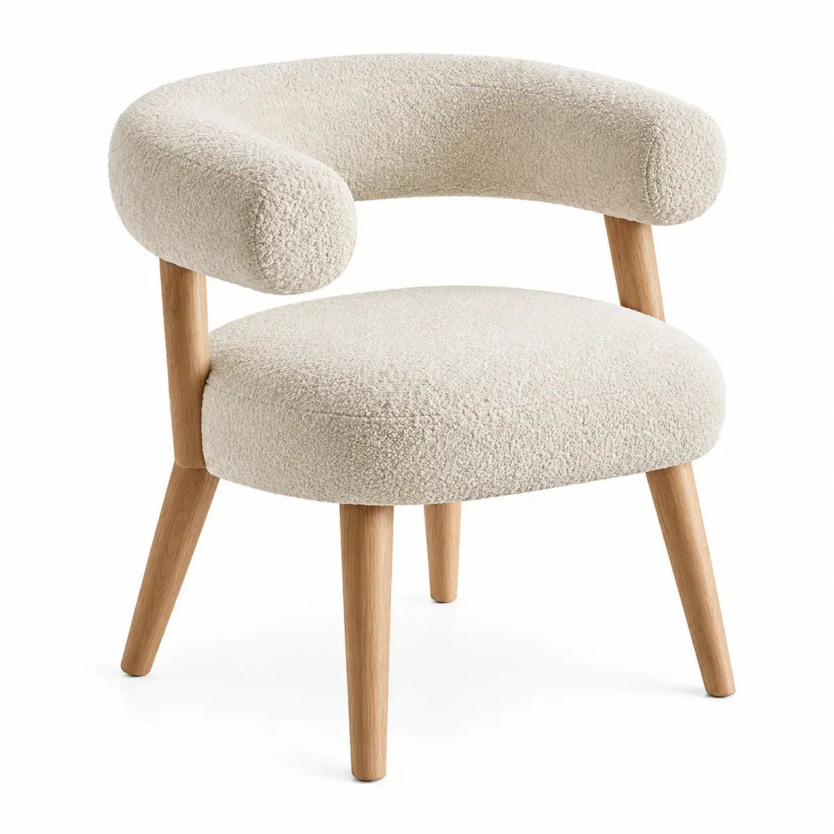 Stoppad stol med rundat öppet ryggstöd – beige/brun
